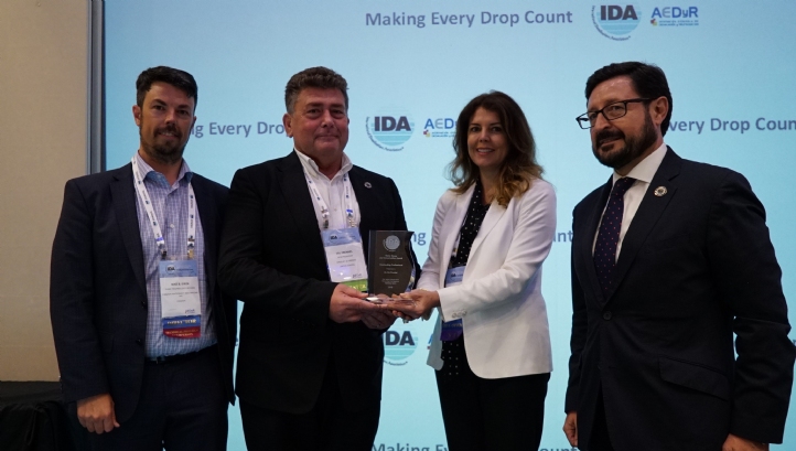 (From left) Mike Dixon, IDA director; Dr Val Frenkel, Greeley and Hansen; Shannon McCarthy, IDA secretary general; and Miguel Angel Sanz, IDA president